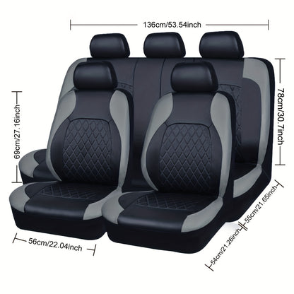 PU Leather Car Seat Covers for 5-Seater Vehicles
